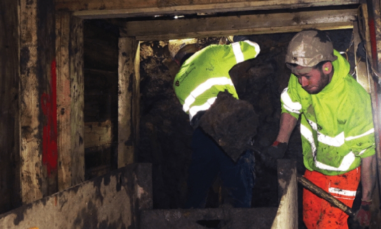 Tunnelling team shift 90 tonnes of earth hand-digging Edinburgh sewer