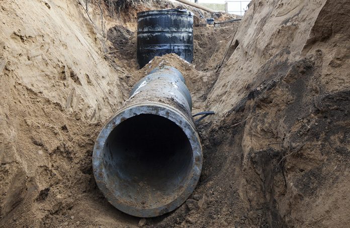 sewer pipe in the trench