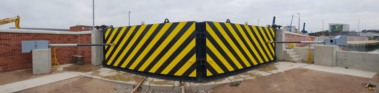 Flood defences for Ipswich: mitre gates and modern design.