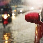 Flood after hard rain fall in the big city.Selective focus.