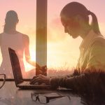 At work wellbeing, focus, mind and concentration concept.  Stres