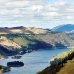 Large reservoir with small islands in the lake