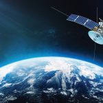 Space satellite orbiting the Earth. 3d rendering