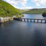 Garreg Ddu Dam Wales Elan Valley summer drone aerial view